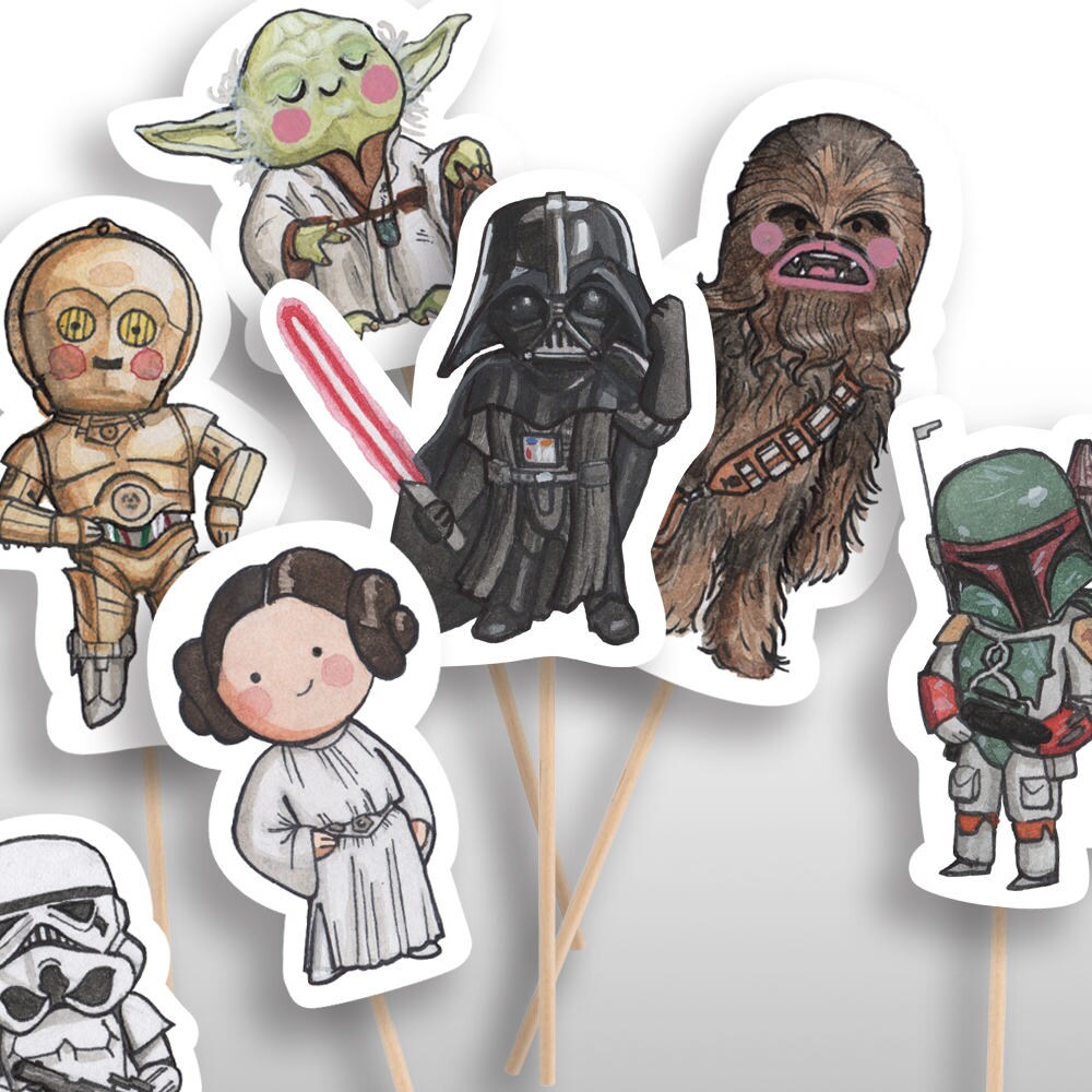 Instant download star wars party standard centerpieces no props or cake toppers decorations birthday printable pdf files zipped