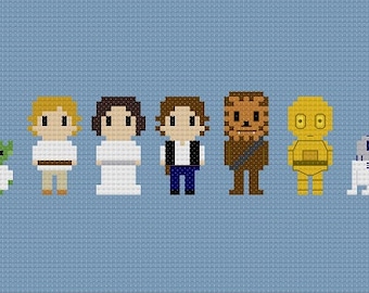 Star wars characters cross stitch pattern instant download