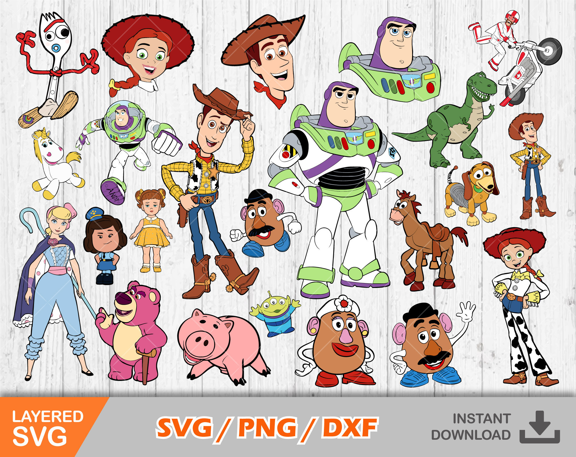 Toy story clipart set toy story svg cut files for cricut silhouette png dxf toy story png instant download