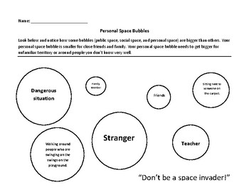 Personal space camp personal space bubbles coloring sheet handout
