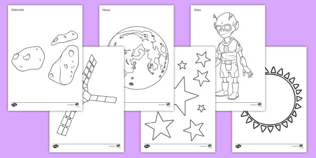Printable space colouring pages scnce primary resource