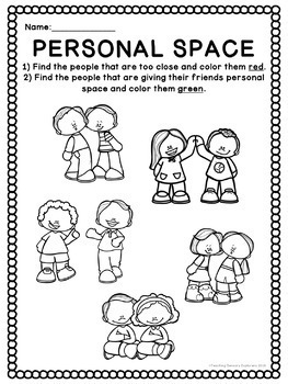 Personal space social skills worksheets activities social narrative