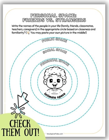 Personal space activities a social story printable