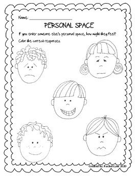 Personal space worksheet by counselor rachel tpt
