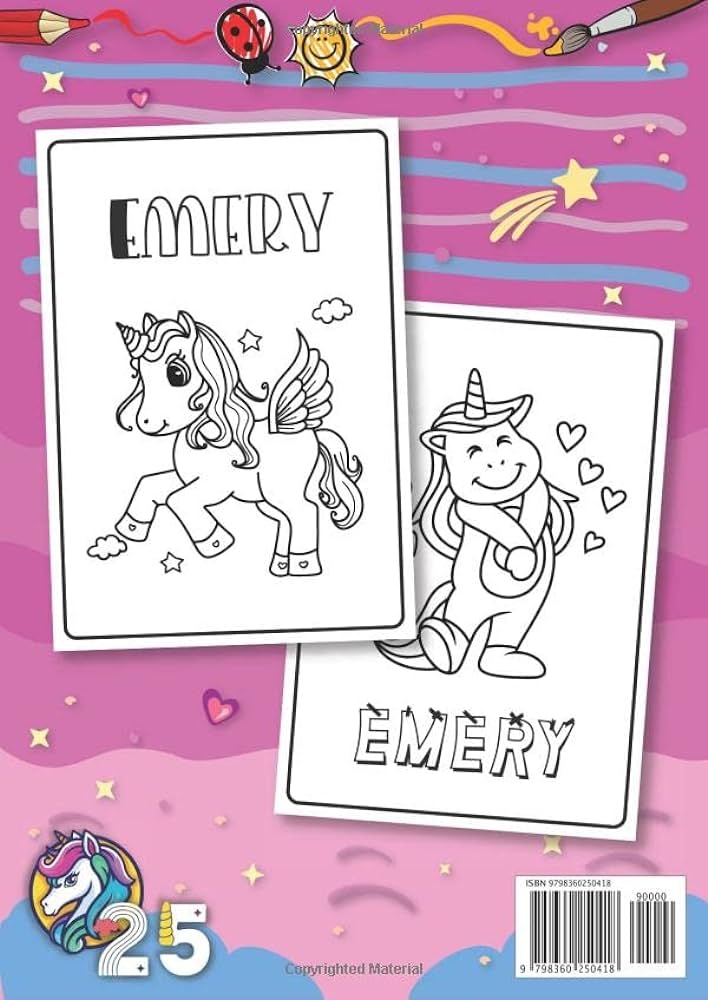Emery personalized coloring book for emery theme unicorn birthday gift for girl daughter ages