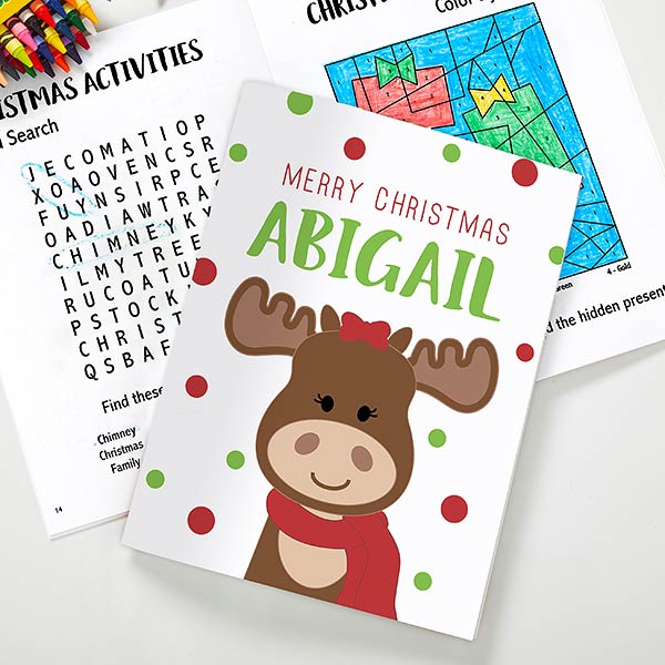 Christmas moose personalized coloring book