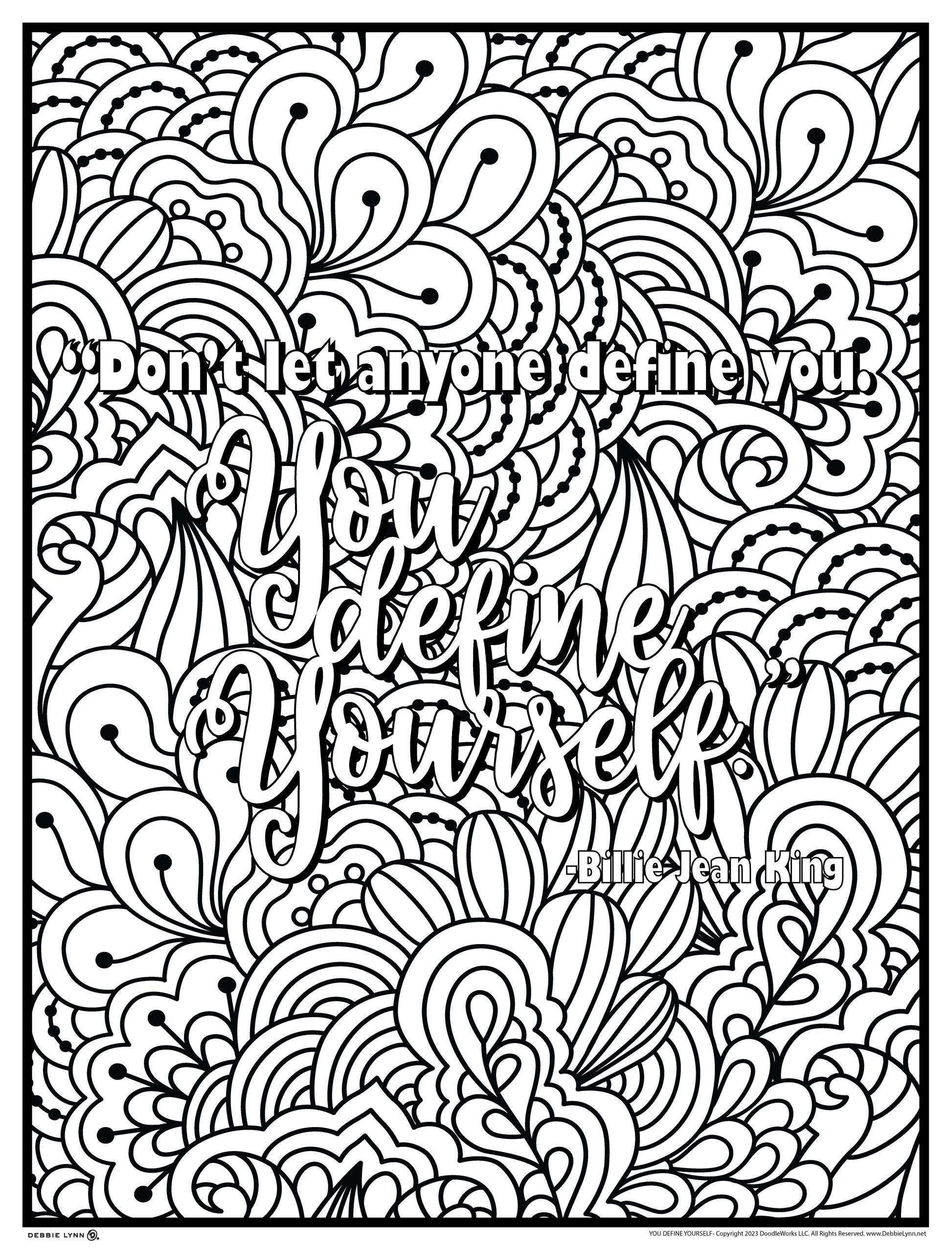 You define yourself personalized giant coloring poster x â debbie lynn