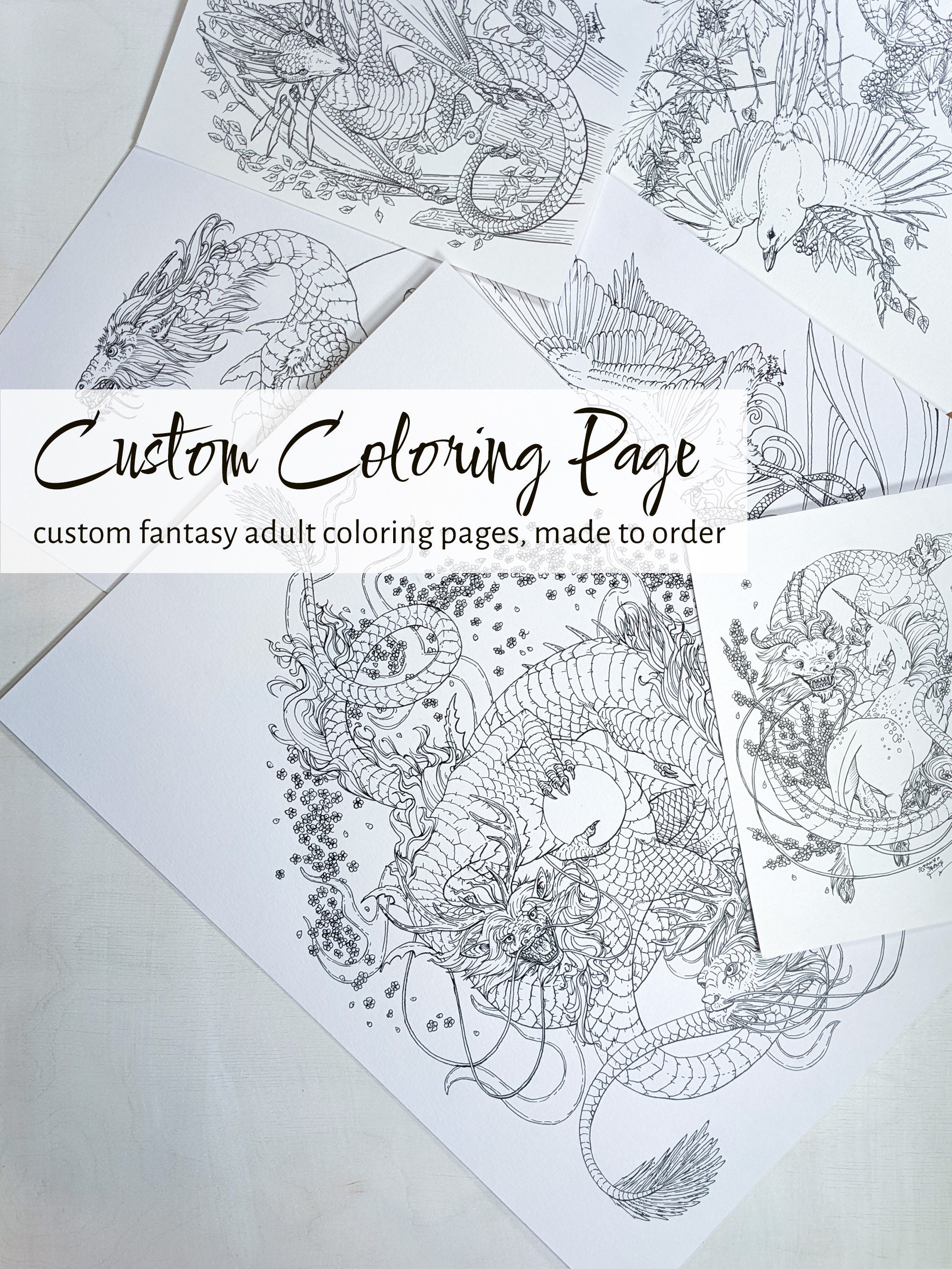 Personalized adult coloring page custom fantasy coloring for