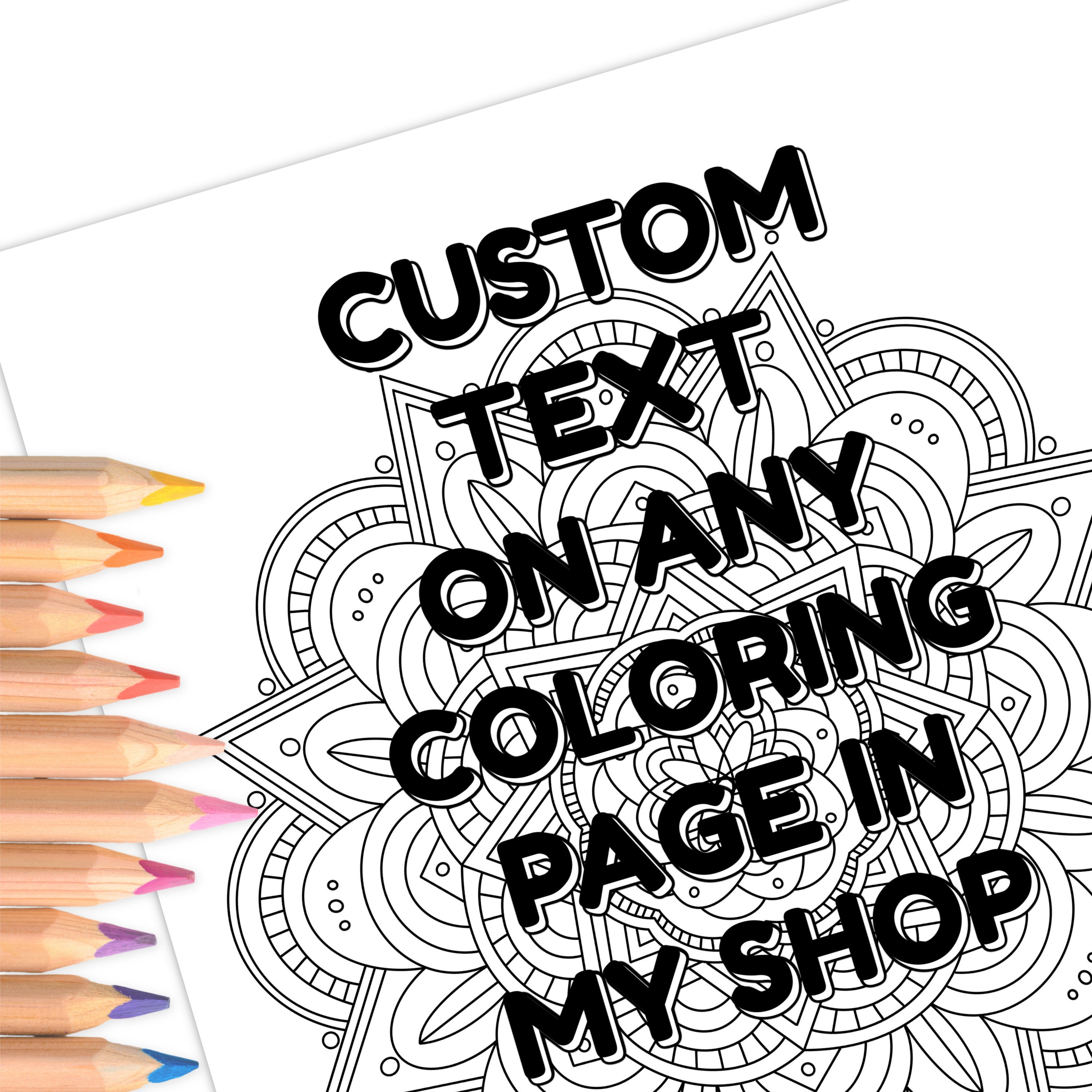 Custom text on any coloring page in my shop personalized coloring page