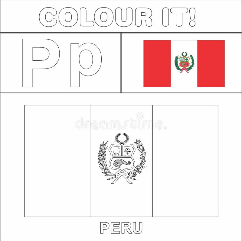 Colour it kids colouring page country starting from english letter m mexico how to color flag stock illustration