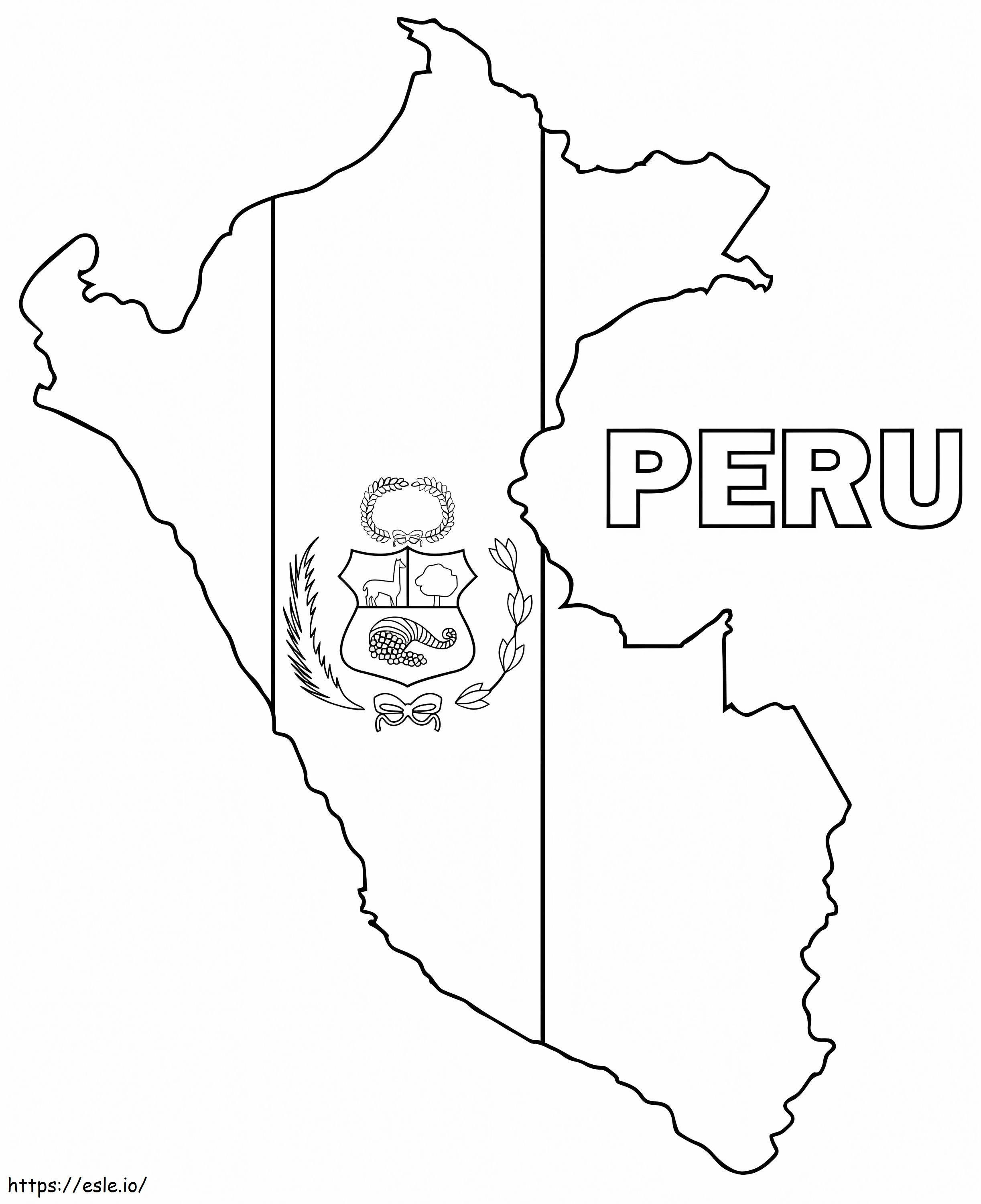 Peru map and flag coloring page