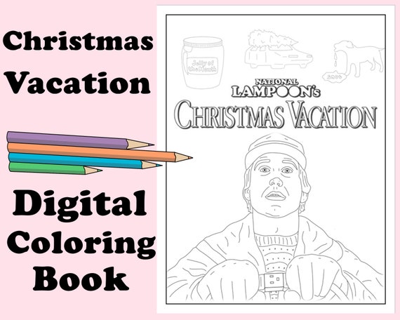 National lampoons christmas vacation adult coloring book instant print download digital file christmas activity coloring pages