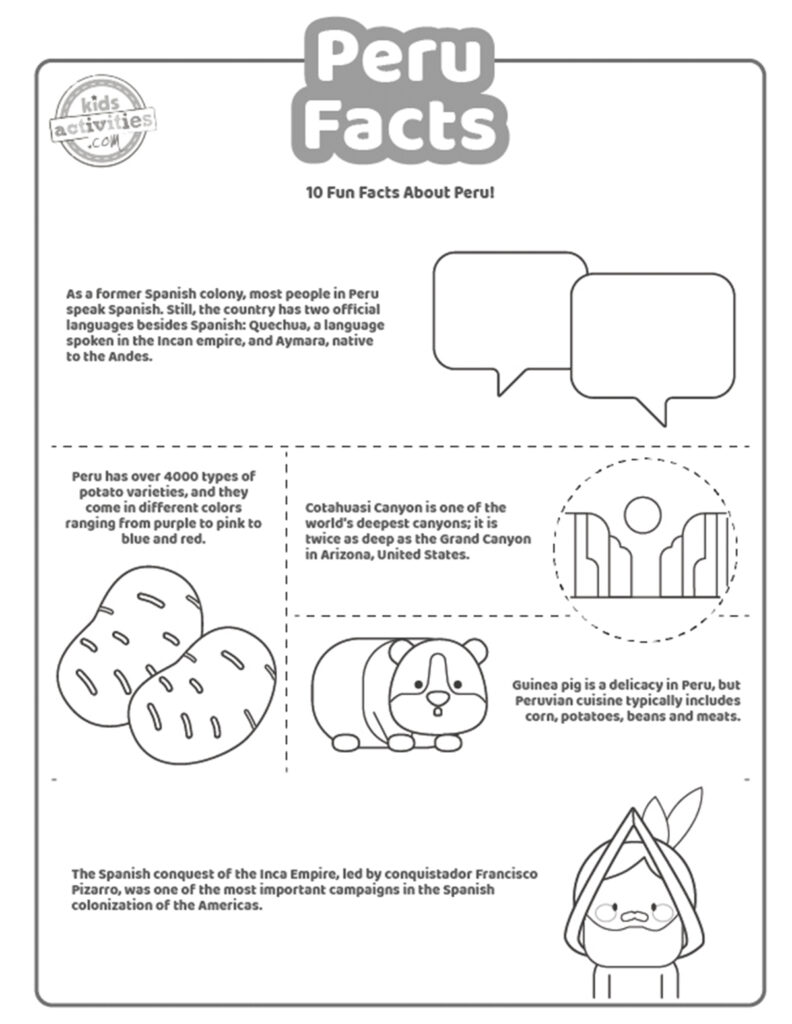 Fun facts about peru coloring pages kids activities blog