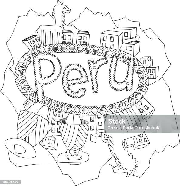 Peru coloring book stock illustration