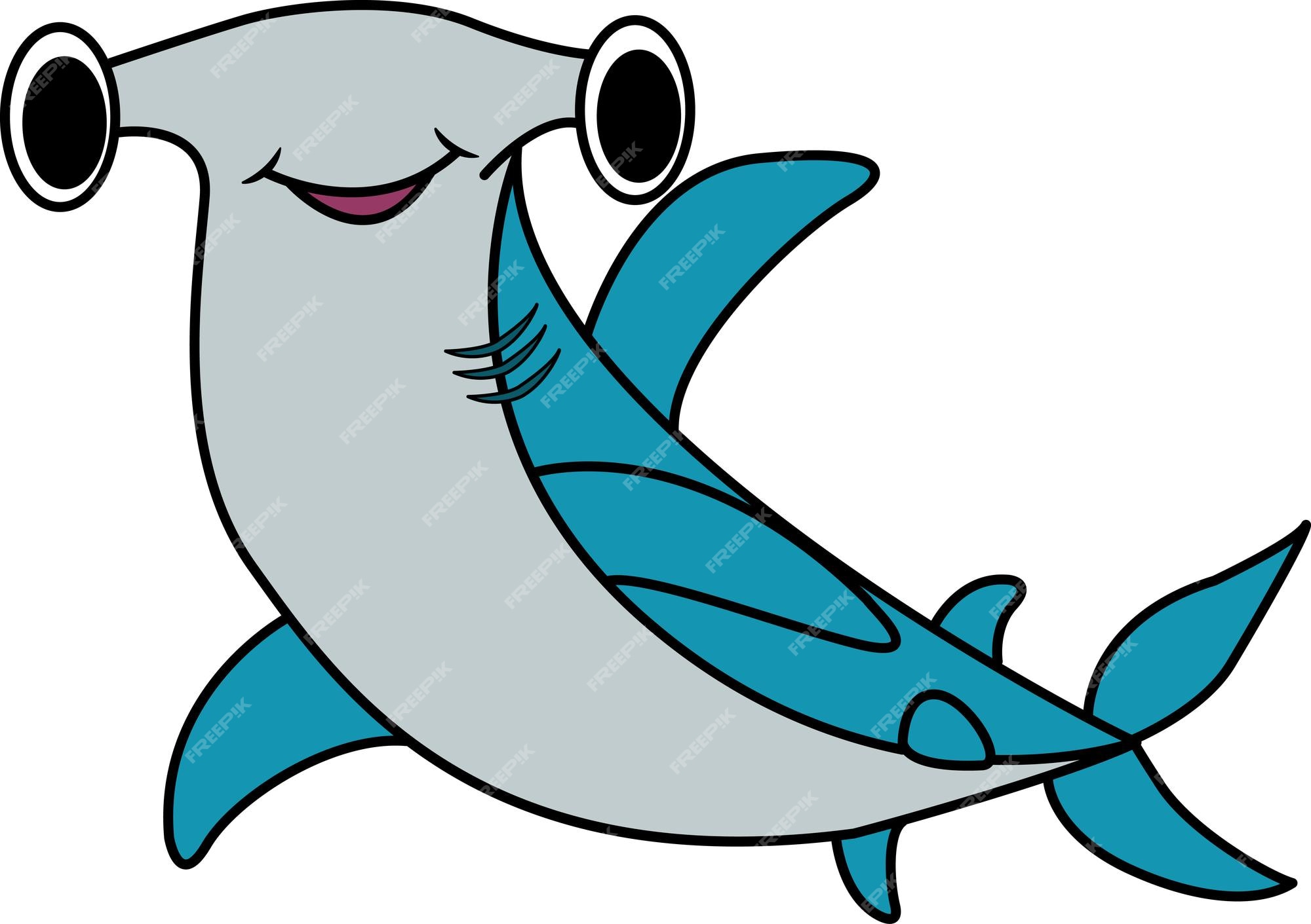 Premium vector cartoon hammerhead fish for coloring book