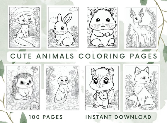 Cute animals coloring pages for kids cute animals coloring book for kids animal coloring kids coloring pages digital download printable