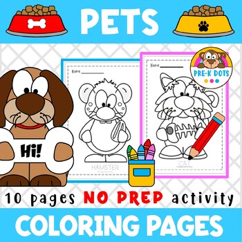 Pets coloring and writing practice pages for ot preschool and kinder no prep