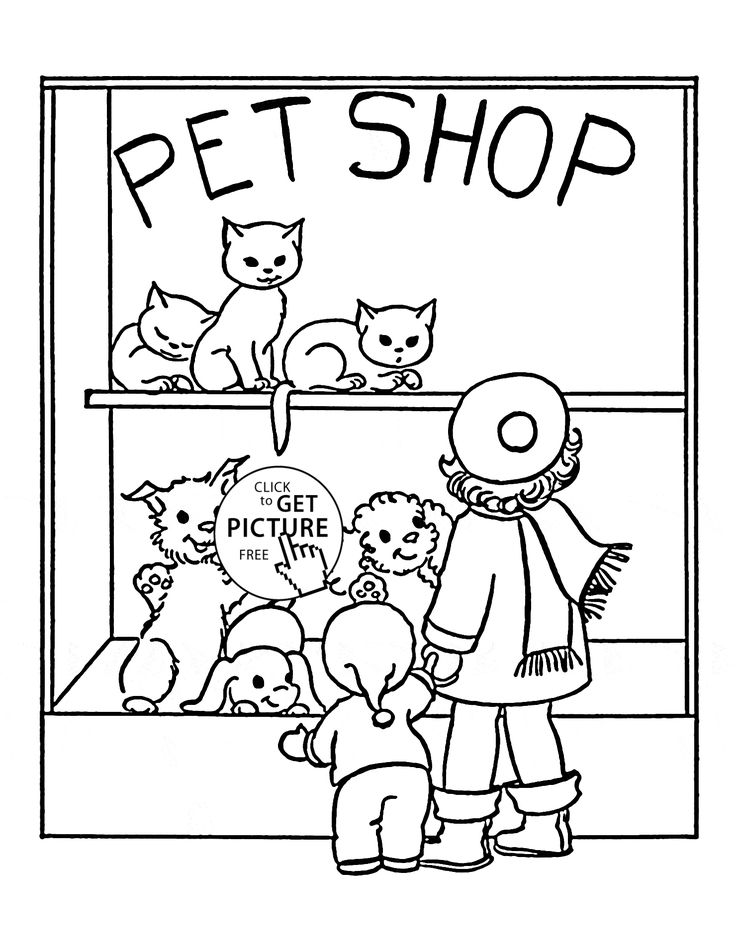Pet shop coloring page for kids animal coloring pages printables free