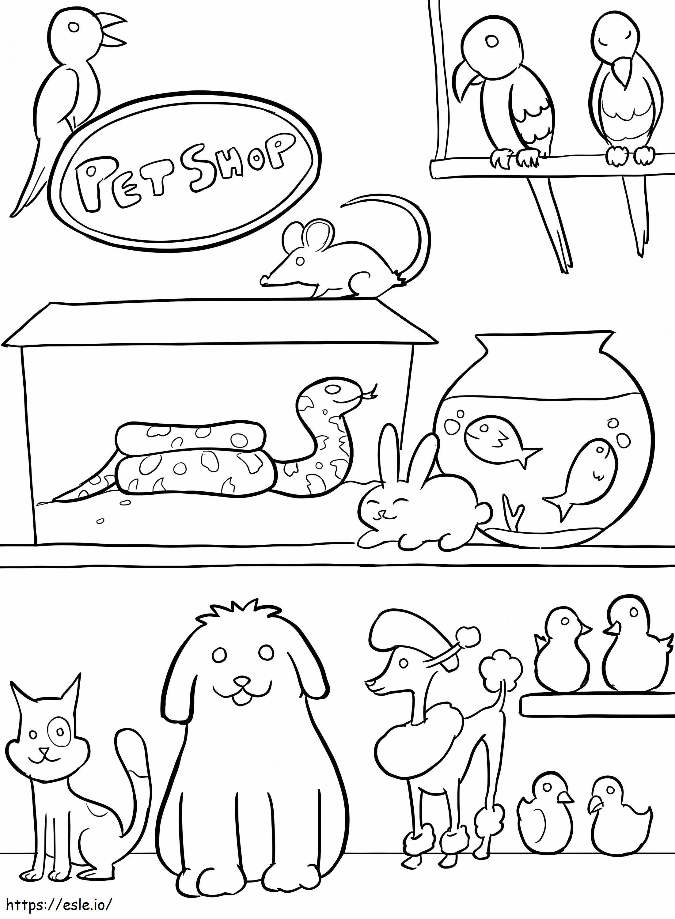 Pet shop to print coloring page