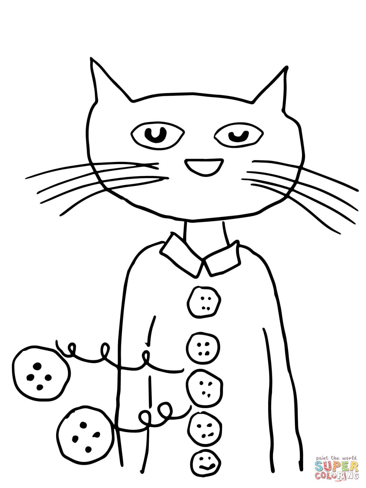 Pete the cat groovy buttons coloring page from pete the cat category select from printable crafts of cartoonsâ cat coloring page pete the cat cat colors
