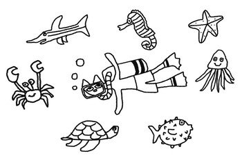 Pete the cat scuba cat coloring page speech mat