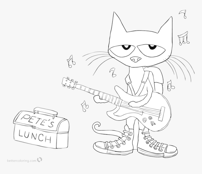 Pete the cat clipart black and white transparent png