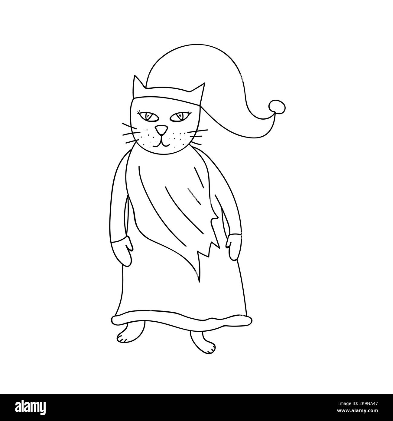 Cat santa hat black and white stock photos images