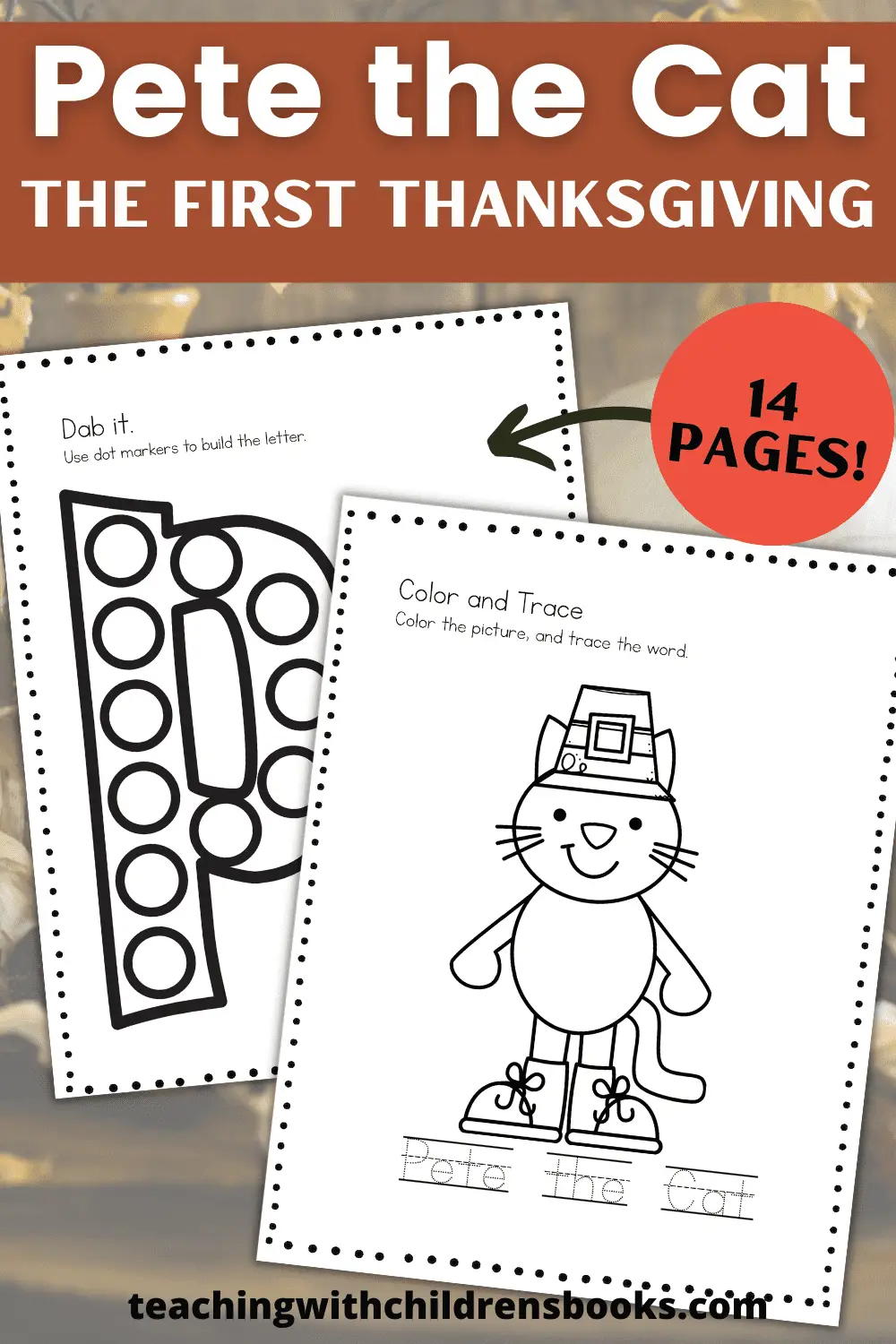 Free pete the cat first thanksgiving read aloud printables