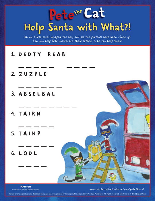 Pete the cat saves christmas word scramble