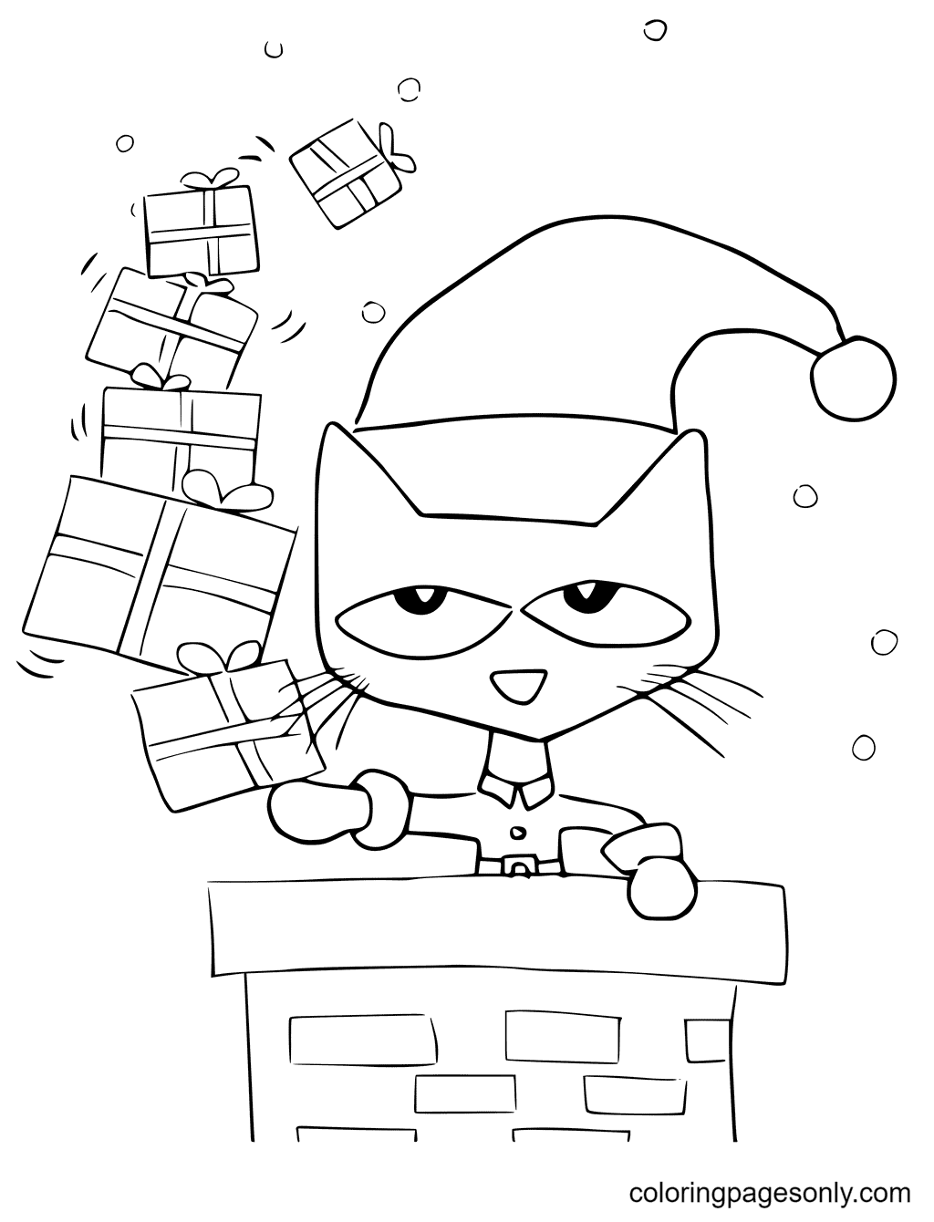 Pete the cat saves christmas coloring page