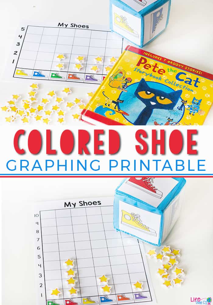Free colored shoe graphing activity for preschoolers
