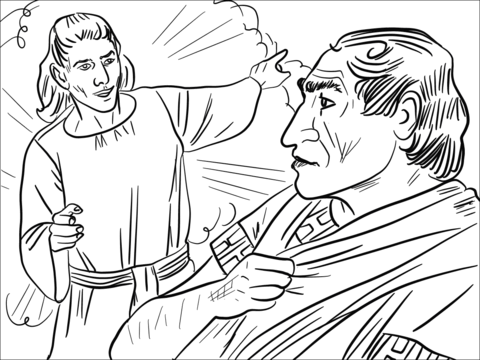 Angel appeared to cornelius coloring page free printable coloring pages