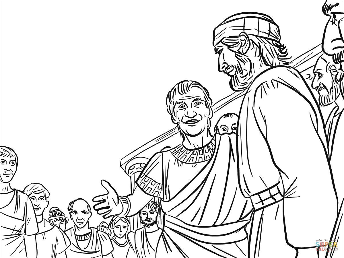 Peter meets cornelius coloring page free printable coloring pages