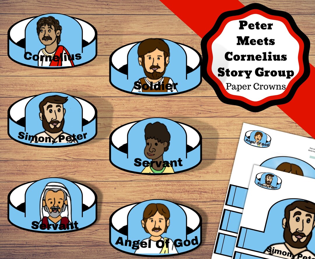 Printable paper crown for telling the story of peter meeting cornelius bible story of simon peter and cornelius craft