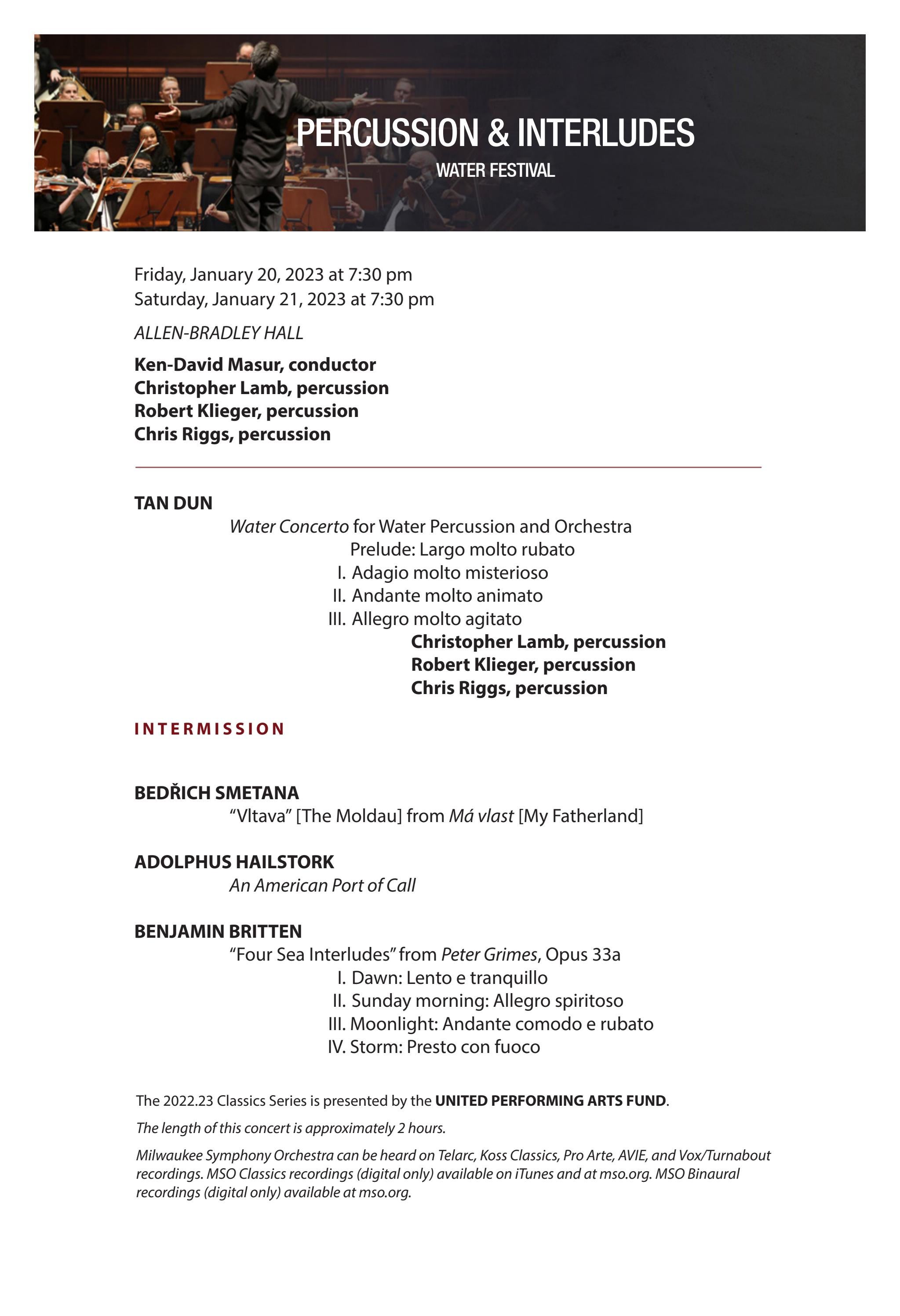 Percussion interludes by milwaukee symphony orchestra