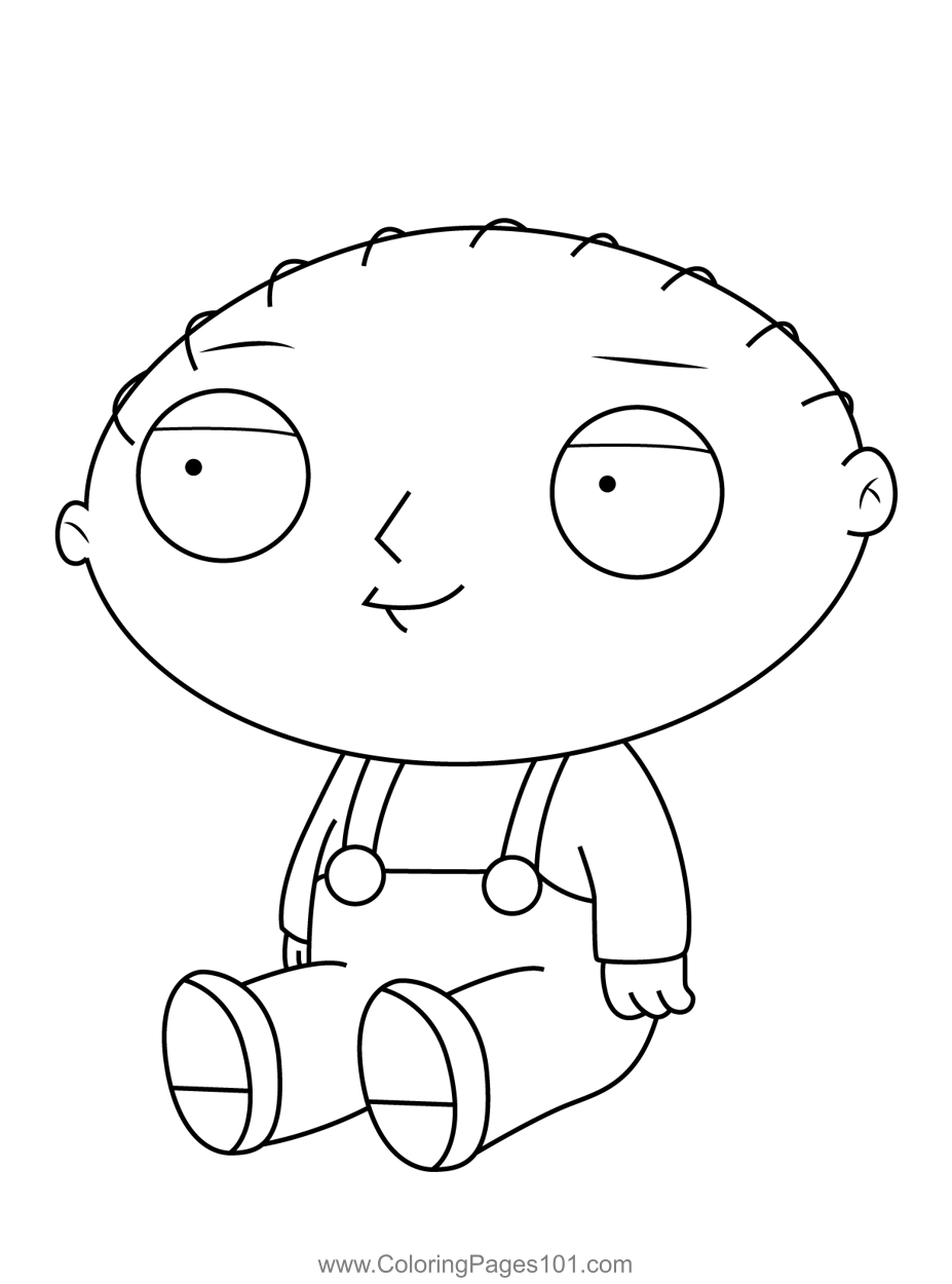 Stewie griffin sitting family guy coloring page for kids