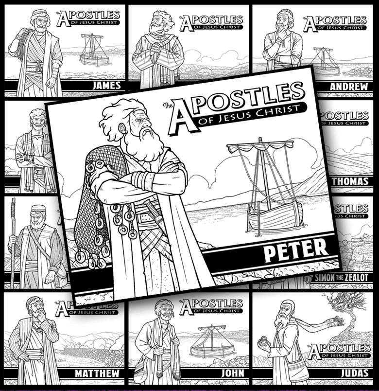 The apostles of jesus christ coloring page bundle pack