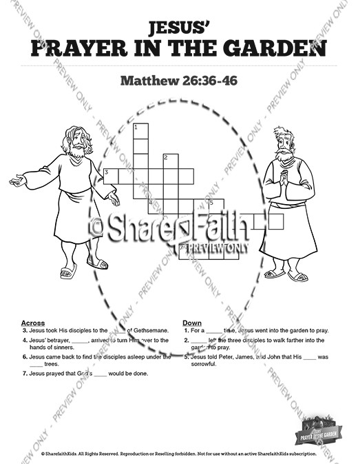 Matthew prayer in the garden sunday school crossword puzzles clover media
