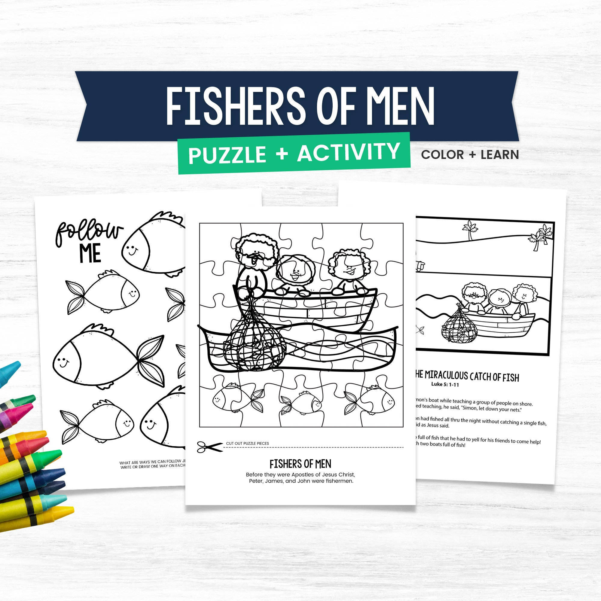 Fishers of men jesus stories sunday school printables bible game for kids kid bible study children church activity kids bible craft
