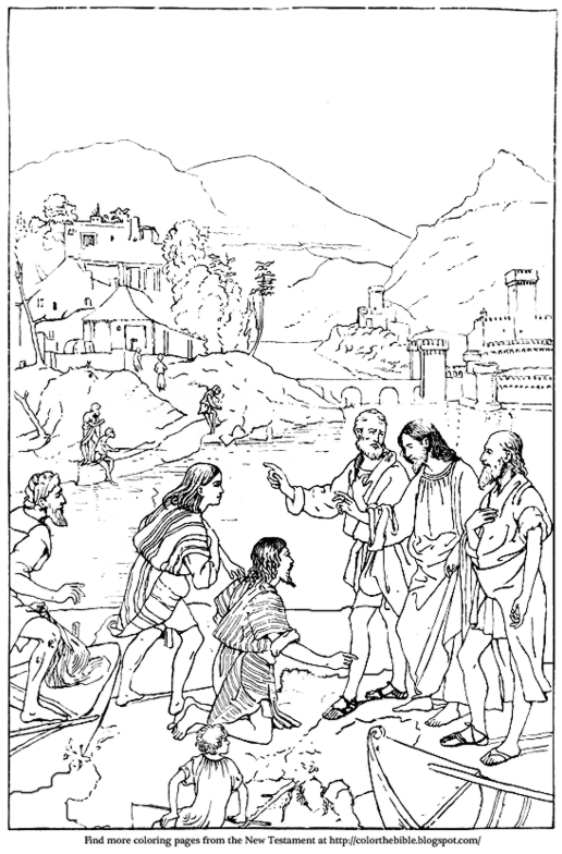 Color the bible the calling of james and john coloring page