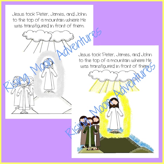 Transfiguration of jesus christ coloring page and colored display page download