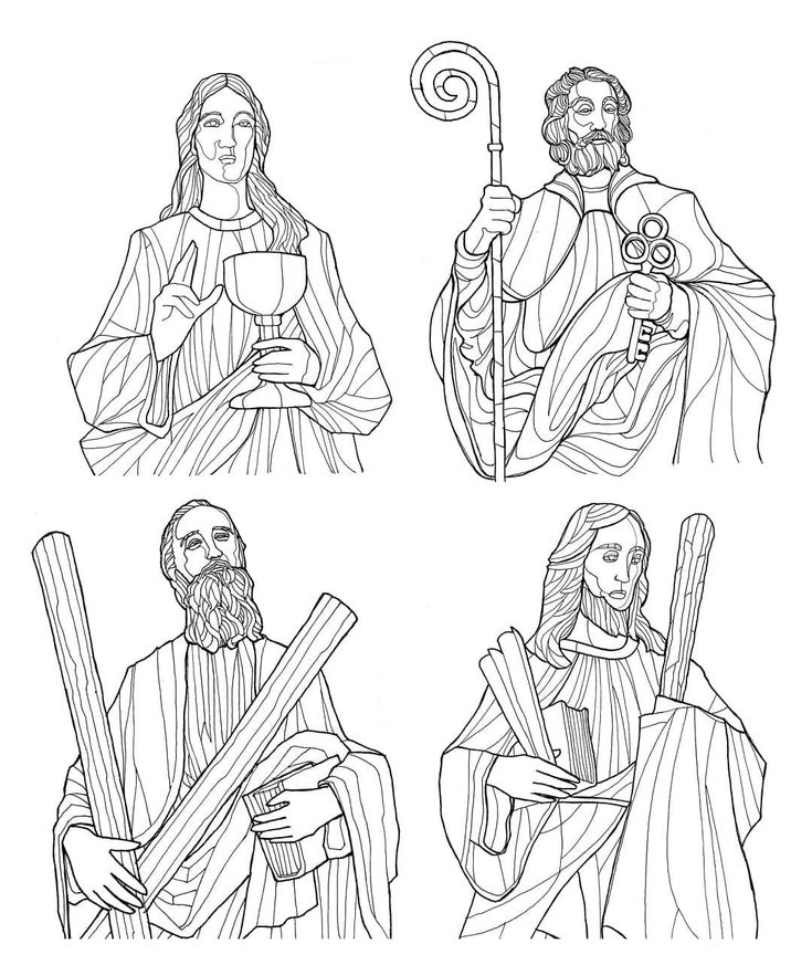 Drawing for st yohanes maria vianney adoration chapel st paul church bandung from top left clockwise st john st peter st james the less st andrews draâ