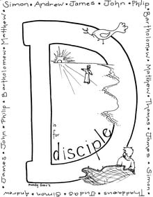 D is for disciple coloring page