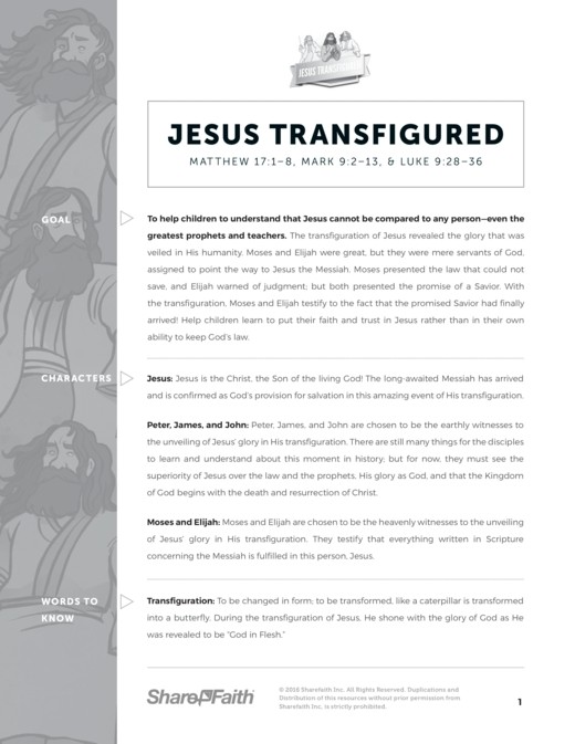 Matthew the transfiguration sunday school coloring pages clover media