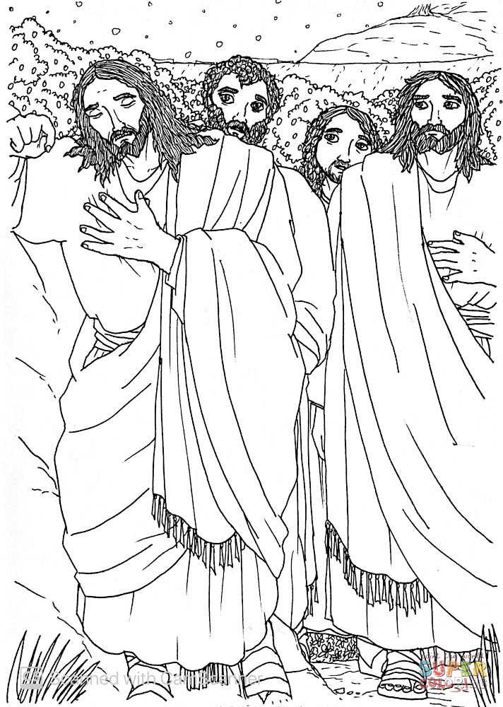 Jesus tells peter james and john to keep watch and pray with him coloring page free printable coloring pages