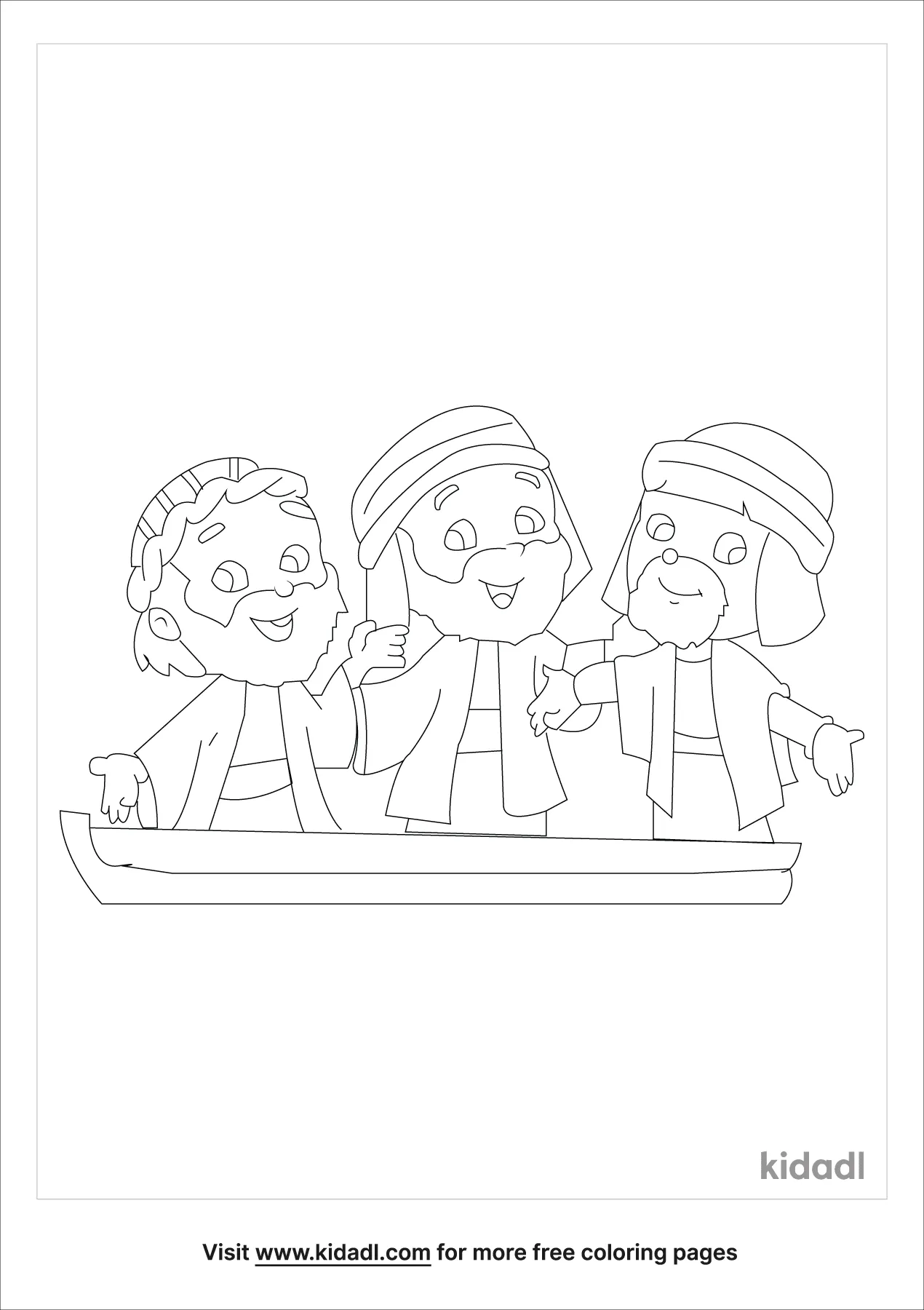 Free peter james and john in the sailboat coloring page coloring page printables