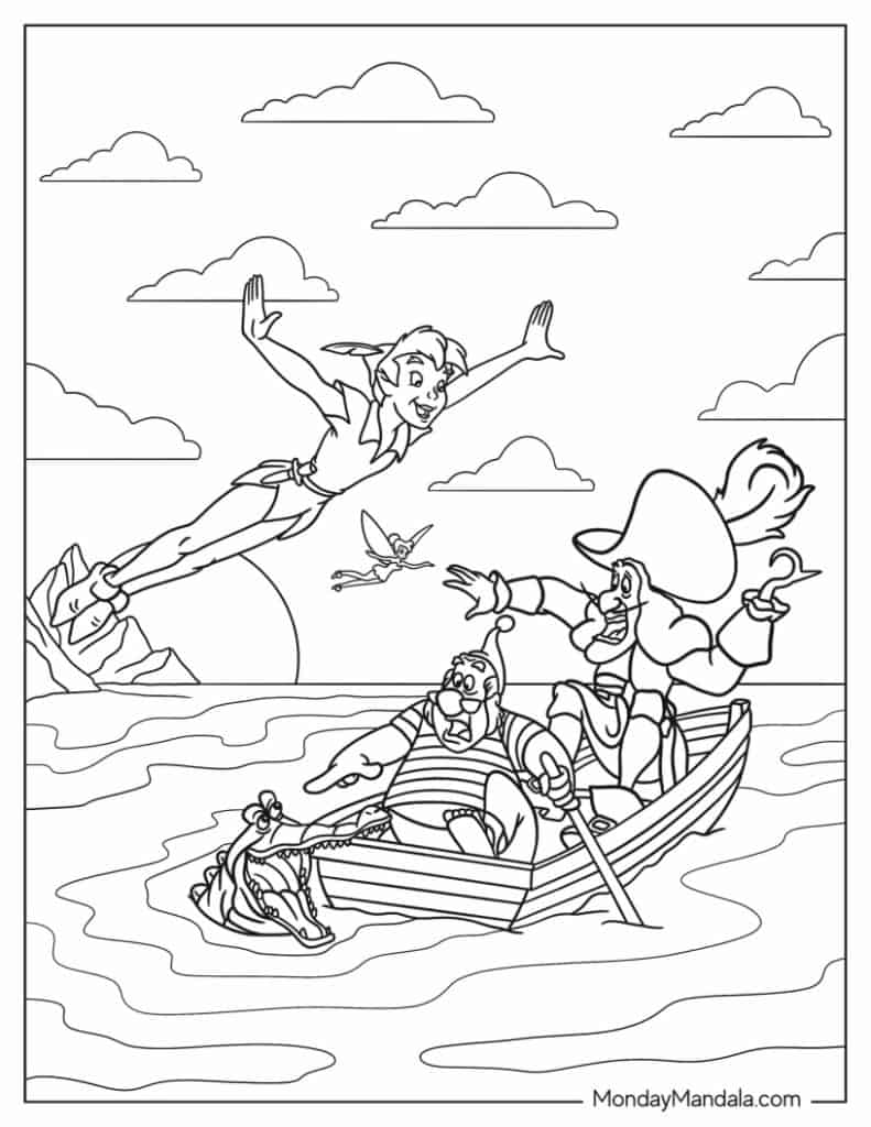 Peter pan coloring pages free pdf printables