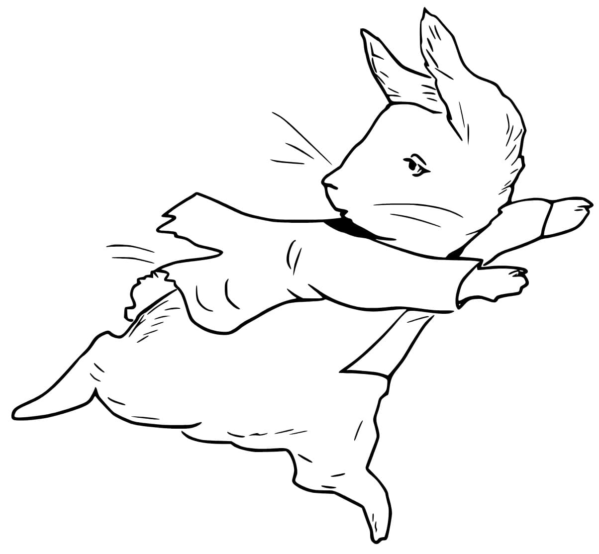 Running peter rabbit coloring page