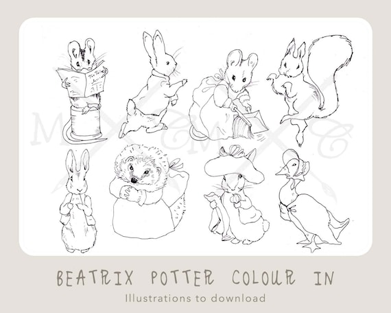 Beatrix potter colouring in sheet beatrix potter downloadable illustrations benjamin bunny peter rabbit clip art