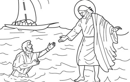 Peter walks on water coloring page